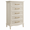 Kommode 85 x 45 x 130 cm Holzwerkstoff Elfenbein Beige mit 5 Schubladen klassischer Stil