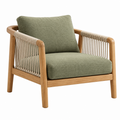 Lounge-Sessel 74 x 78 x 78 cm Holz Natur Grün mit Seilgeflecht