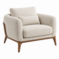 Sessel 92 x 88 x 82 cm Creme Strukturstoff Holzgestell Modern