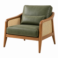 Sessel 80 x 75 x 82 cm Kunstleder Olivgrün Holz Rattan Loungesessel