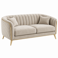 2-Sitzer Sofa 180 x 85 x 82 cm in Beige mit Samtbezug und goldfarbenen Metallfüßen
