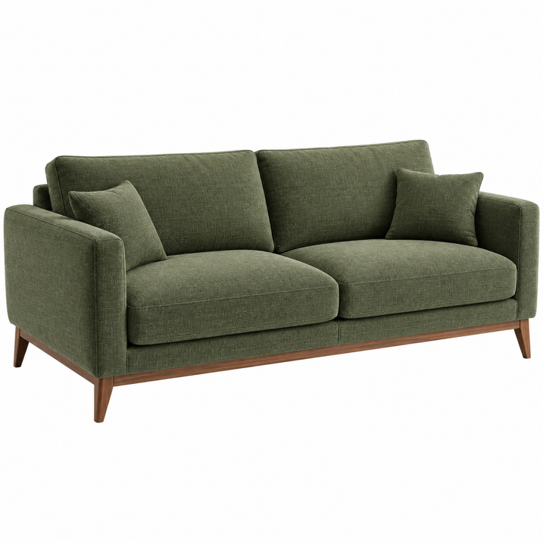2-Sitzer-Sofa 180 x 90 x 85 cm Stoff Olivgrün Wohnzimmer Retro-Stil