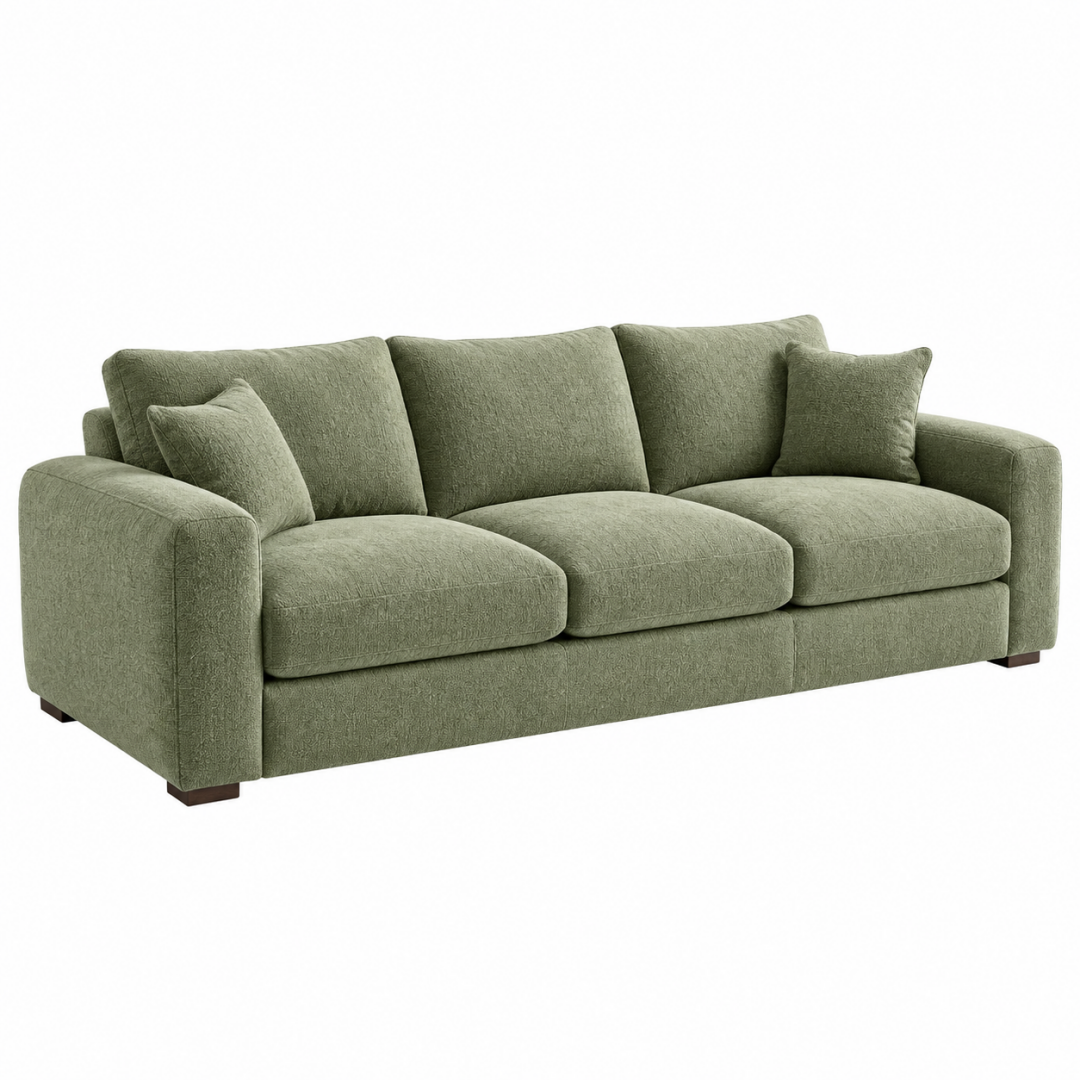 3-Sitzer Sofa 230 x 98 x 88 cm olivgrüner Stoffbezug modernes Wohnzimmermöbel