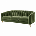 3-Sitzer Sofa 210 x 85 x 78 cm Samt Olivgrün mit vertikaler Steppung