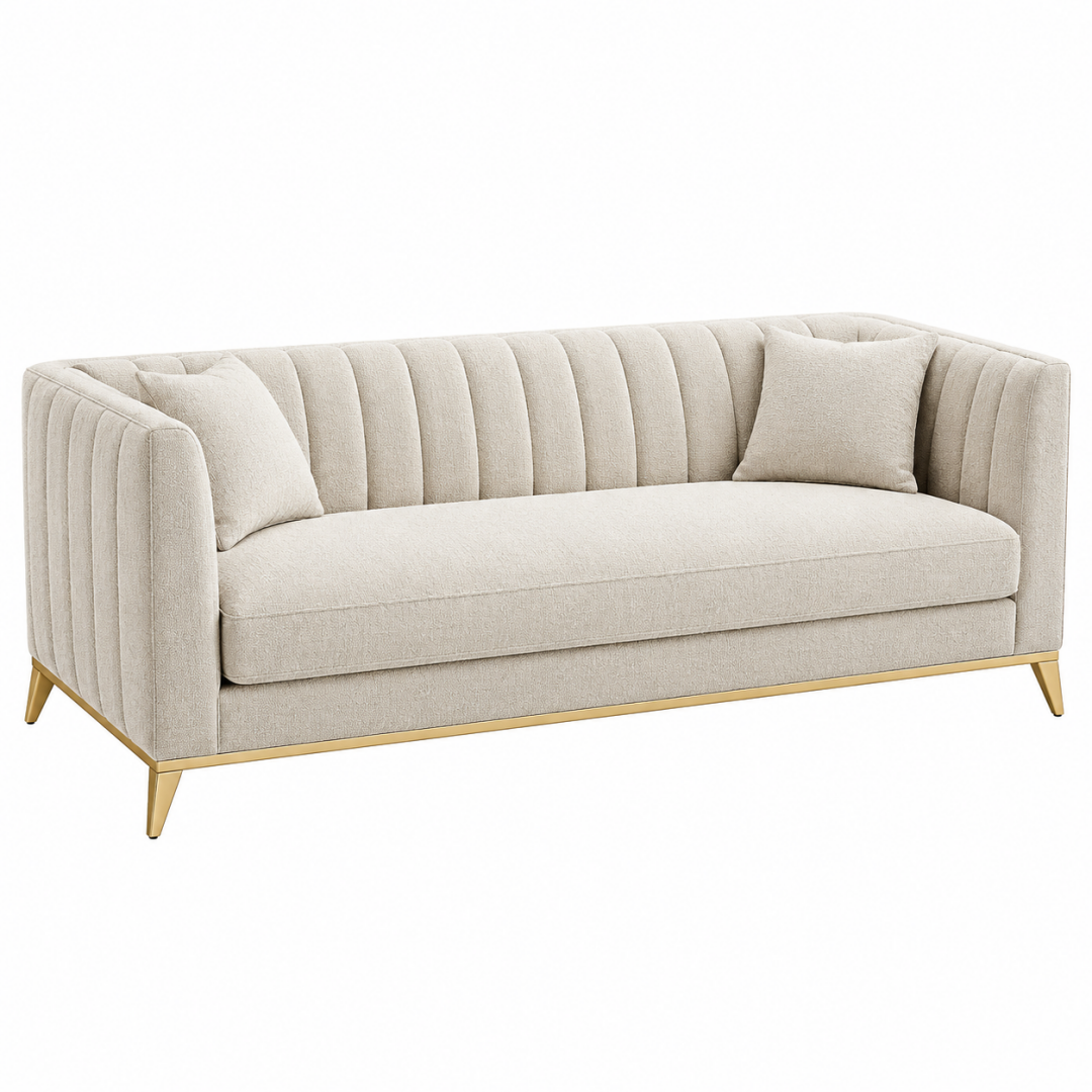 2-Sitzer Sofa 170 x 88 x 78 cm Beige Stoffbezug mit Metallfüßen für Wohnzimmer im modernen Stil