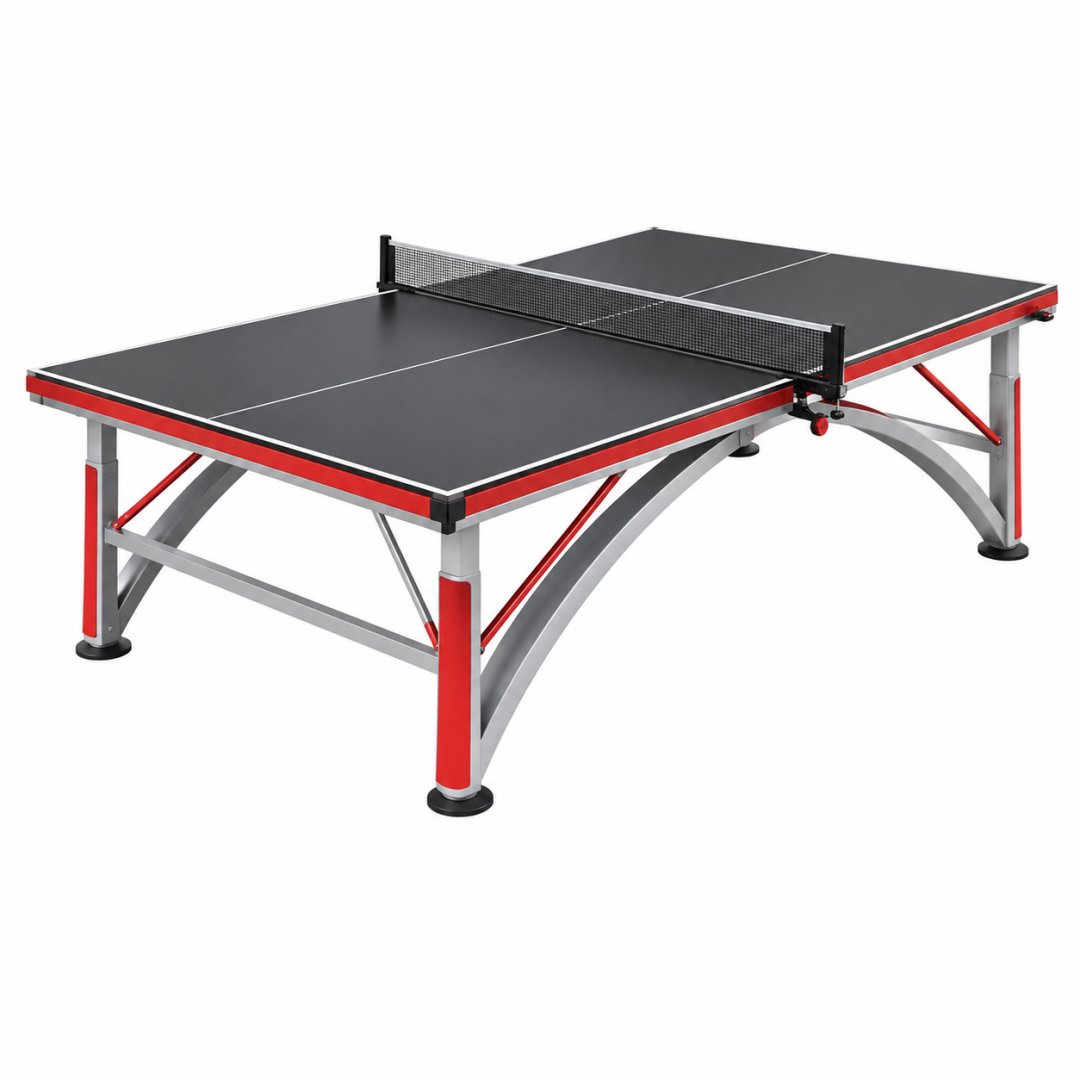 Tischtennistisch 274 x 152.5 x 76 cm Schwarz Rot Silber mit Netz Metallgestell