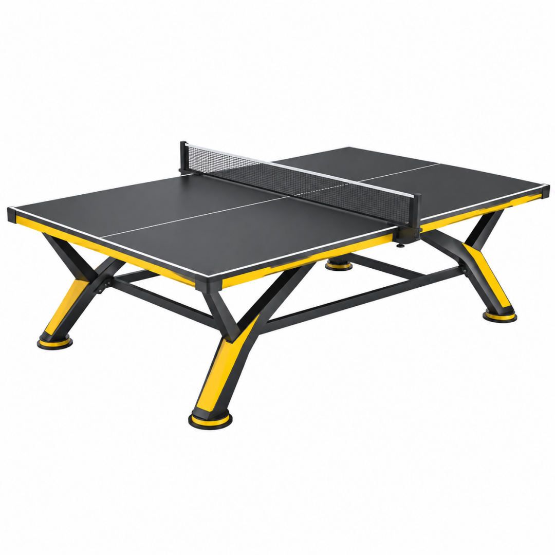 Tischtennistisch 274 x 152.5 x 76 cm Schwarz Gelb mit Metallgestell und Netz