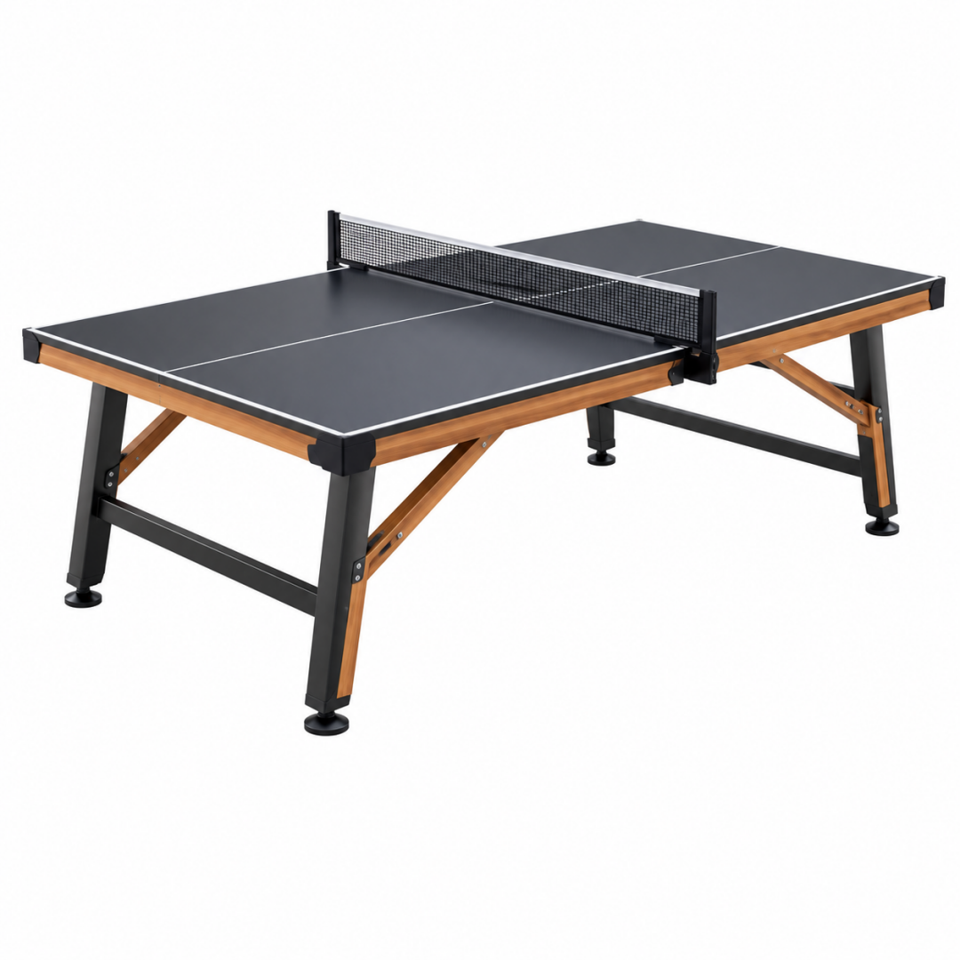 Tischtennisplatte 274 x 152.5 x 76 cm Schwarz Braun mit Netz für Innenbereich