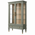Vitrine 100 x 45 x 190 cm Holzwerkstoff Grün mit Glastüren klassischer Stil